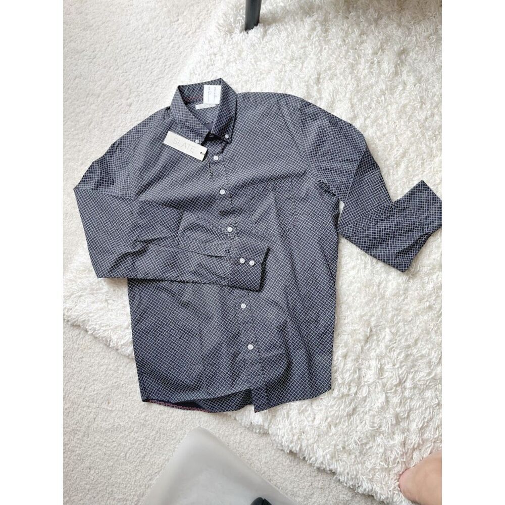 SLATE NWT Cotton Button Down Long Sleeve Career Dress Shirt
